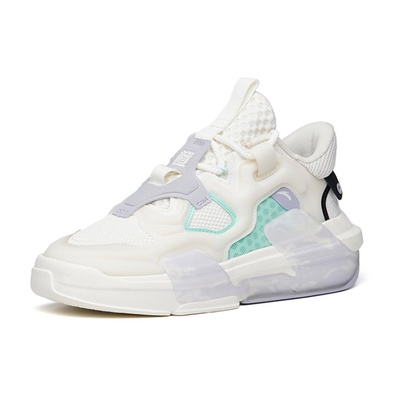 Anta Dominant 3.0 Anti-Slip Wear-Resistant Low-Top Skateboard Shoes Women's White Gray Sneakers 122218084-1