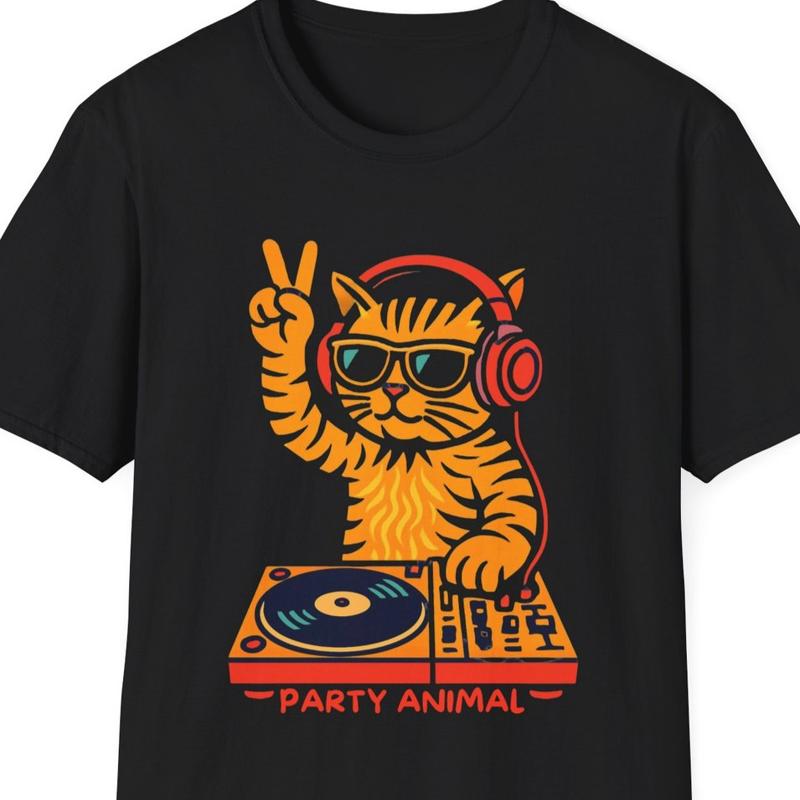 DJ Cat T Shirt Cute Music Lover Funny Pet Party Wear