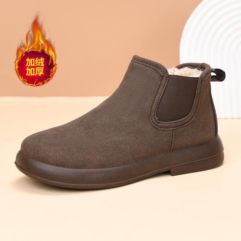 

Зимние бархатные женские хлопковые туфли для внешней торговли, теплые туфли для мамы, плоские удобные универсальные короткие ботинки, нескользящие сноубутсы 41