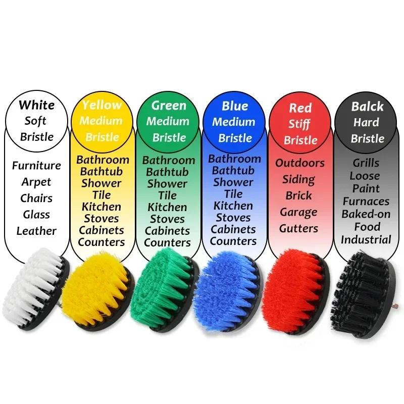 Juego de 3 cepillos eléctricos para fregar y taladrar, cepillos de limpieza redondos de plástico para alfombras, vidrios, neumáticos de coche, cepillos de nailon de 2/3,5/4''