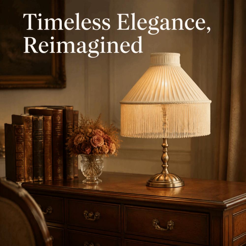Vintage Style Fabric Lampshade European-style Retro Lampshade Tassels E27 Lampshade  Bedside Lamp