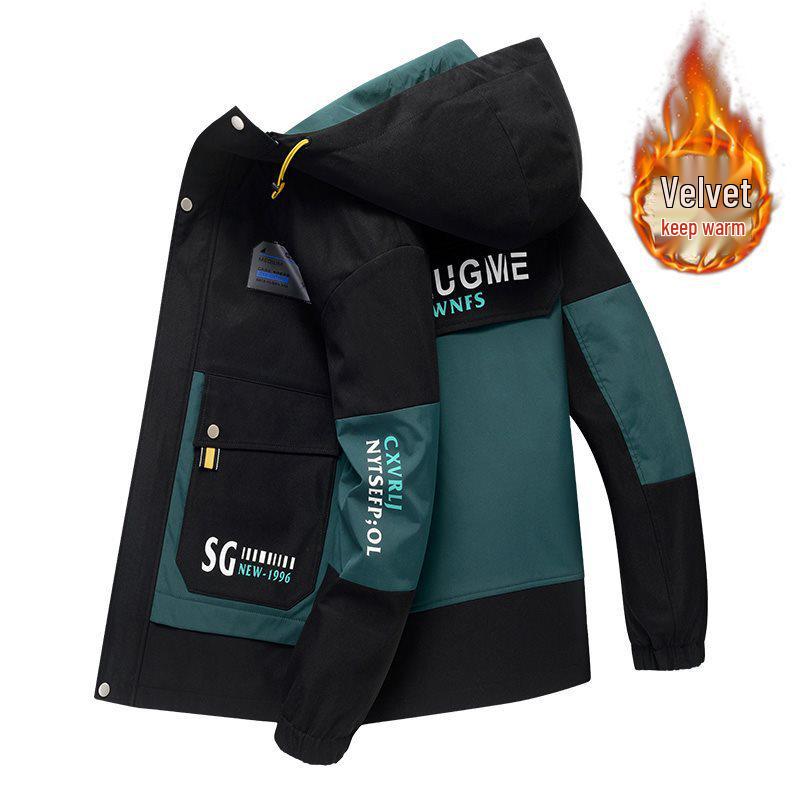 Men's Thick Winter Fleece-Lined Cotton Hooded Jacket for Teens - Fashion Workwear Outerwear