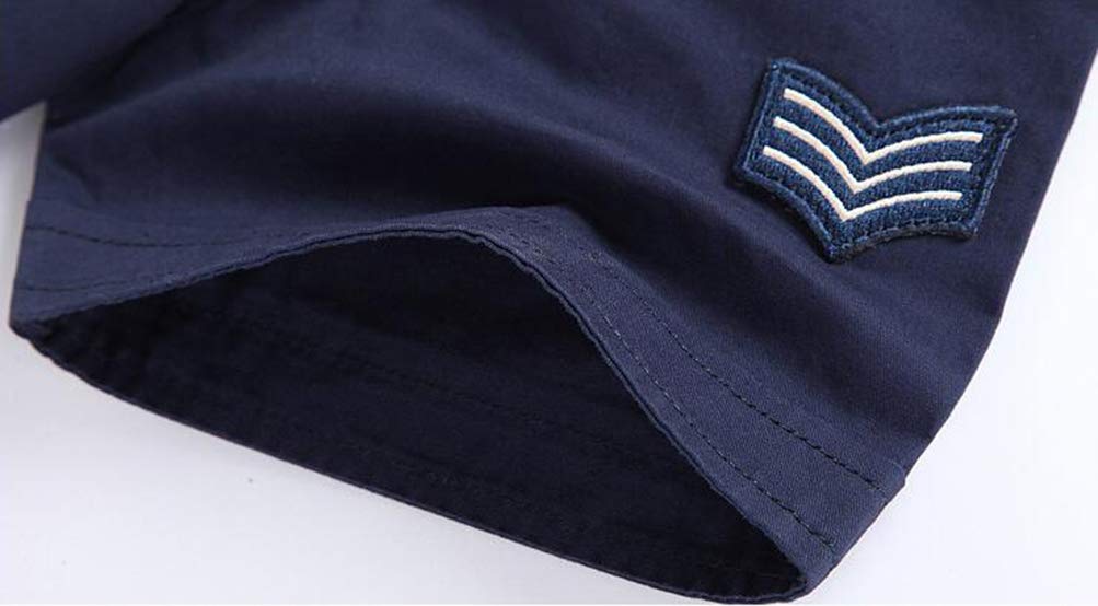 Senneak Military Short Sleeve Biker Jacket with Short Sizes Men's Buttons, Sleeve, Cotton, M-5XL