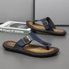 Übergröße Mode Weiches Leder Herren Flip-Flops Outdoor Wasserdichte Strandsandalen Sommer Herren Hausschuhe