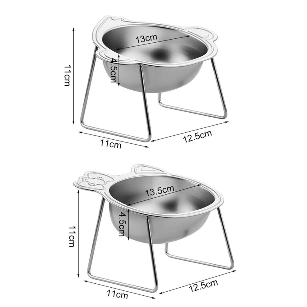 Cute Stainless Steel Raised Cat Bowl Slanted with Stand Cat Food Bowls Tilted Neck Guard Pet Feeder Pet Supplies