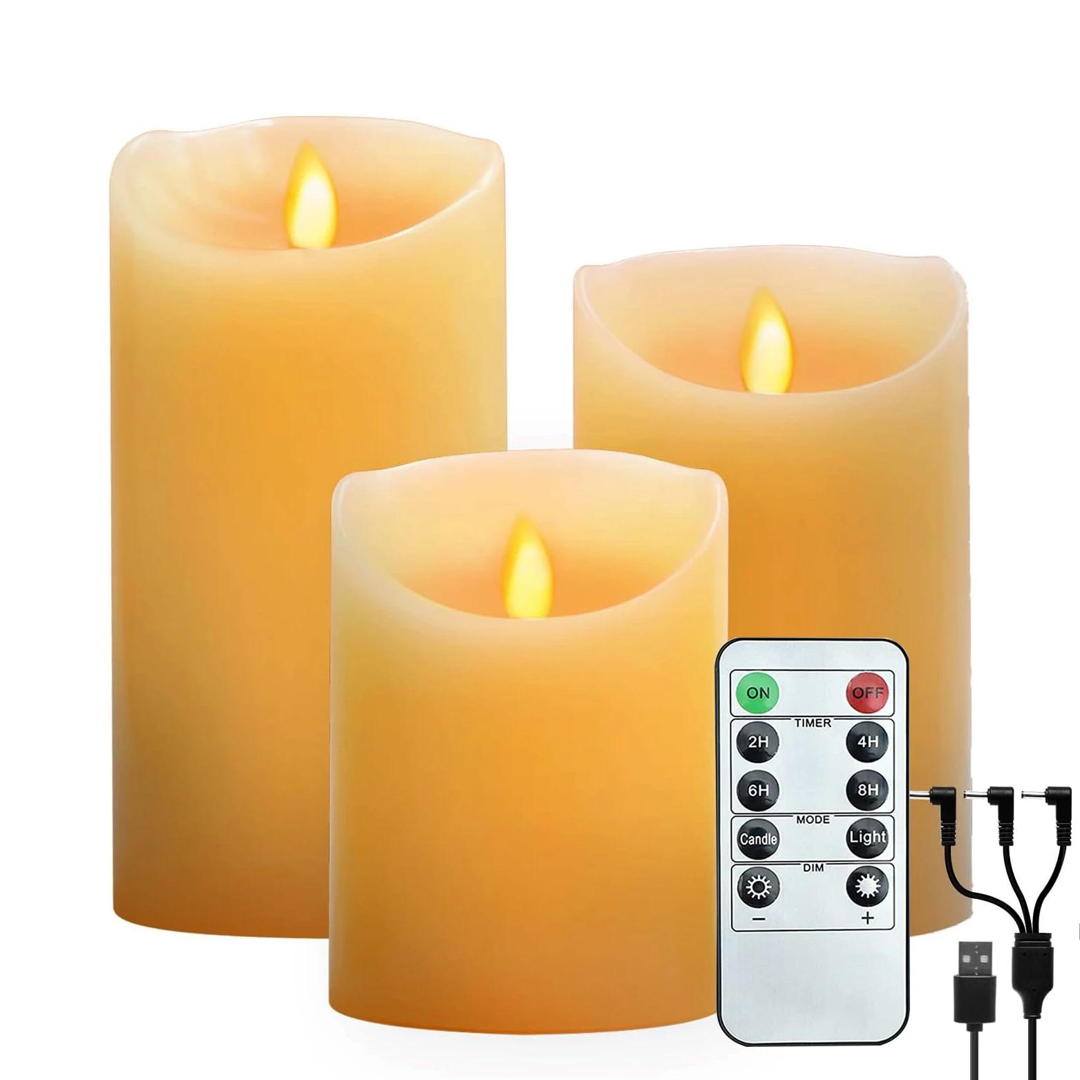 

1/3 шт. беспламенные светодиодные свечи перезаряжаемые светодиодные настоящие восковые свечи чайные свечи с дистанционным таймером свечи для свадебной вечеринки домашний декор