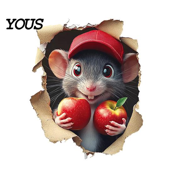 Versatile Wall Surface Stickers 3D Mouse Sticker, Realistic Easy Peel And Stick Decal, Waterproof Decorative Cabinet Door PVC Art for