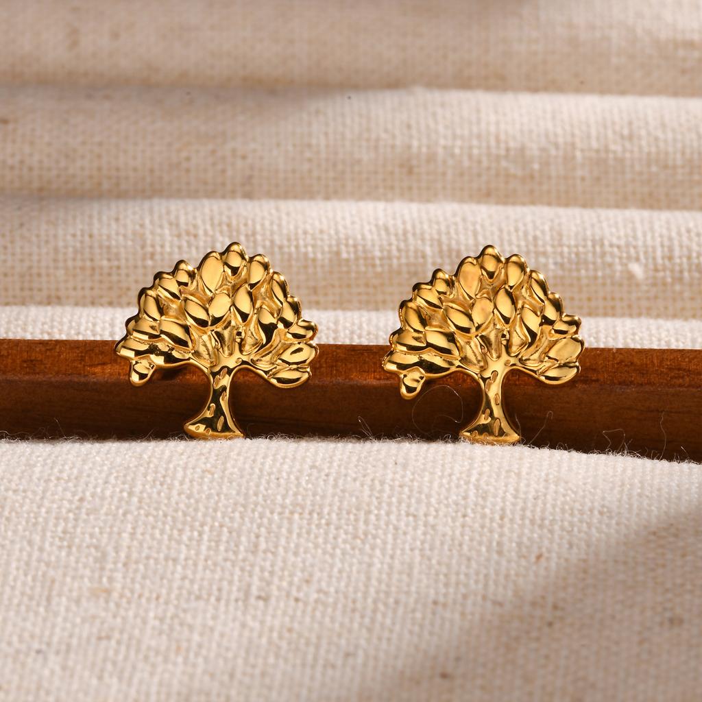 Stainless Steel Tree of Life Stud Earrings for Women Mini Gold Color Minimalist Earring Fashion Jewelry Gift 2026 Trend