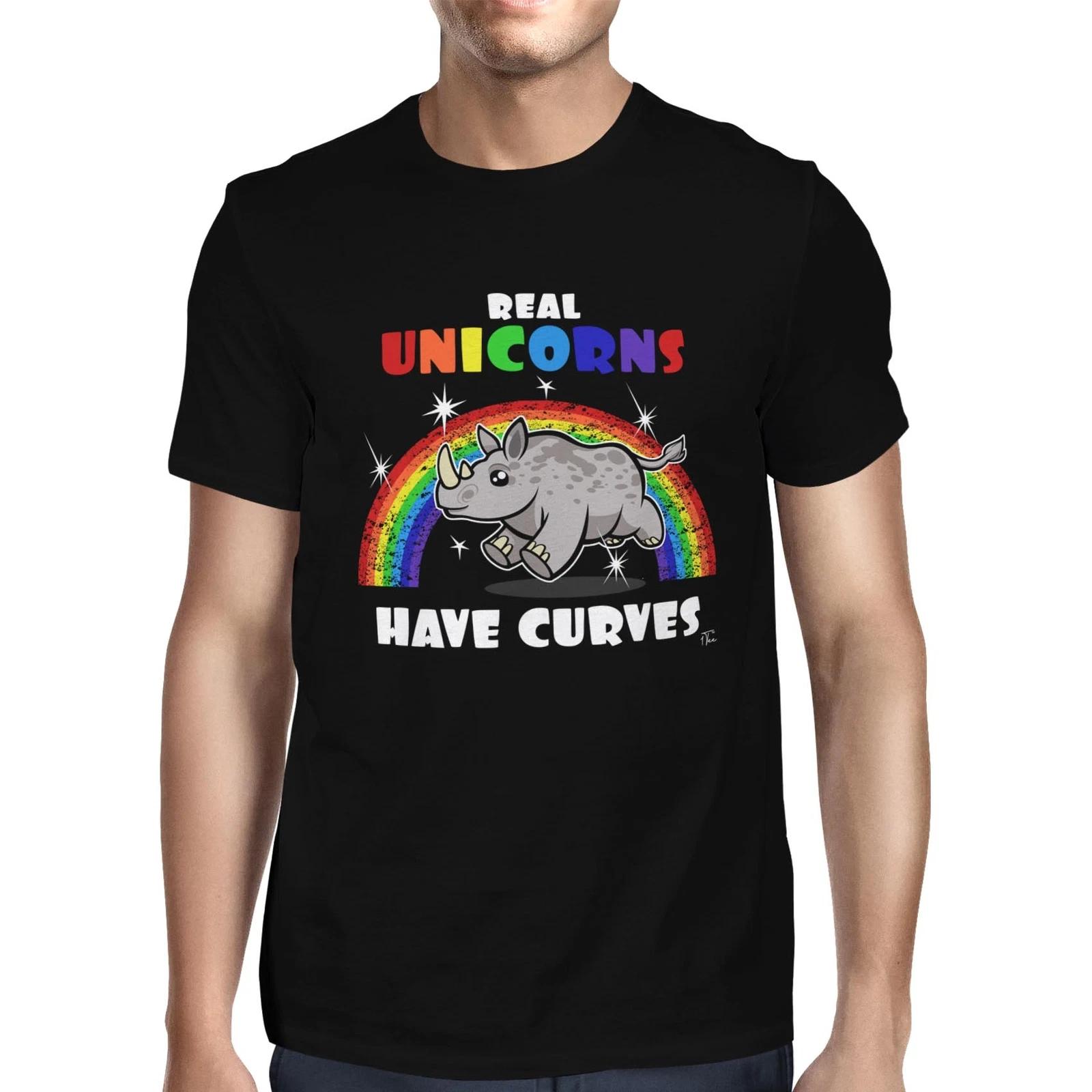 1Tee Mens Real Unicorns Have Curves Rhino T-Shirt XXL