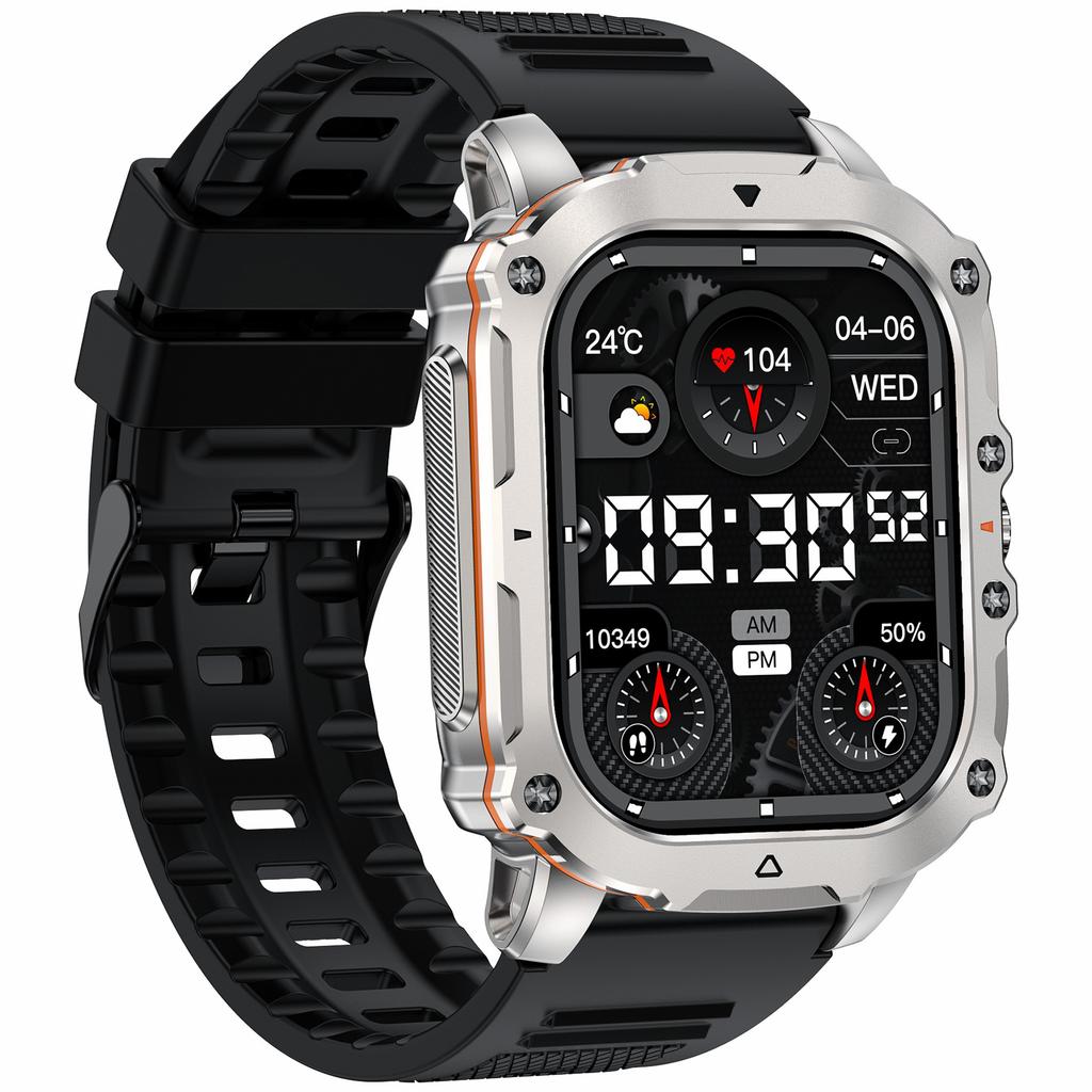 AK72 Smart Watch 1.952 Inch Heart Rate Blood Pressure Monitor Fitness Watch, Silicone Strap