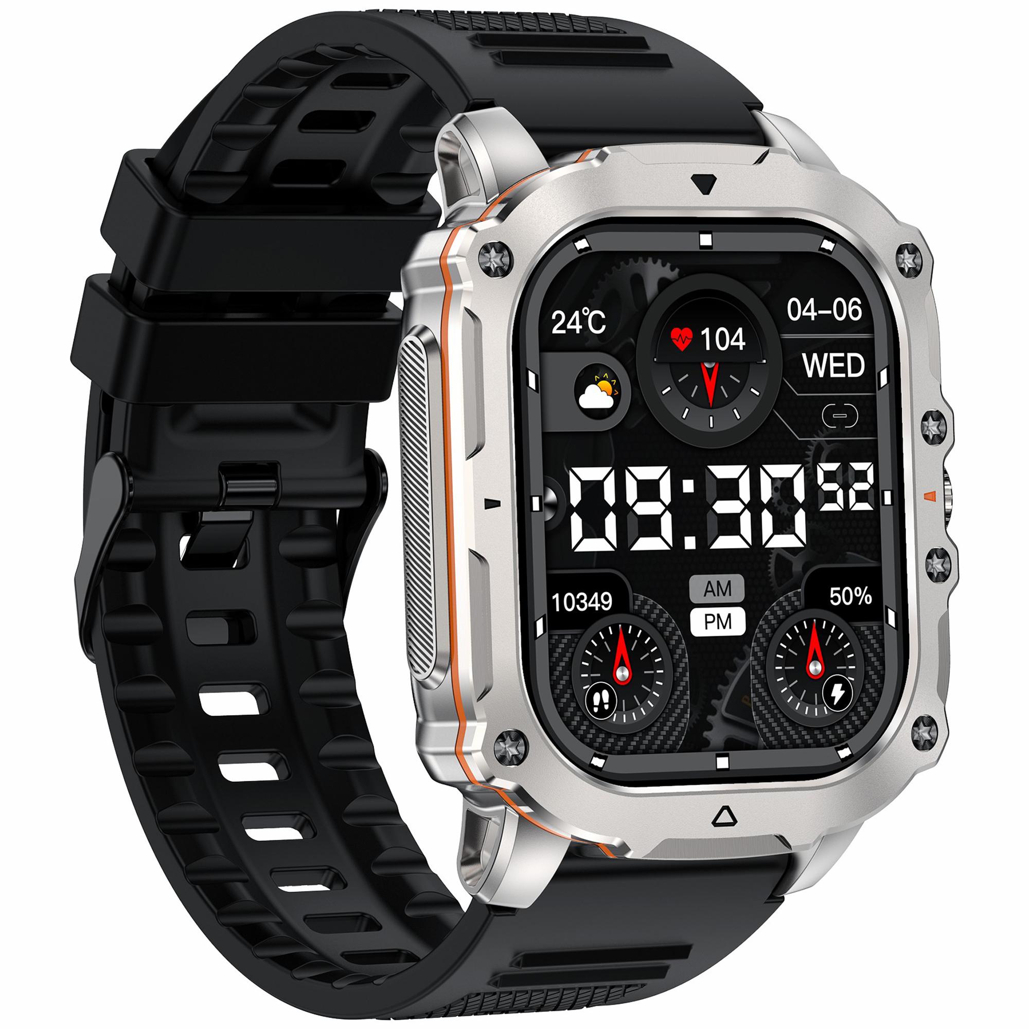 

AK72 Smart Watch 1.952 дюймов Монитор сердечного ритма артериального давления Фитнес-часы, Силиконовый ремешок Silver+Black