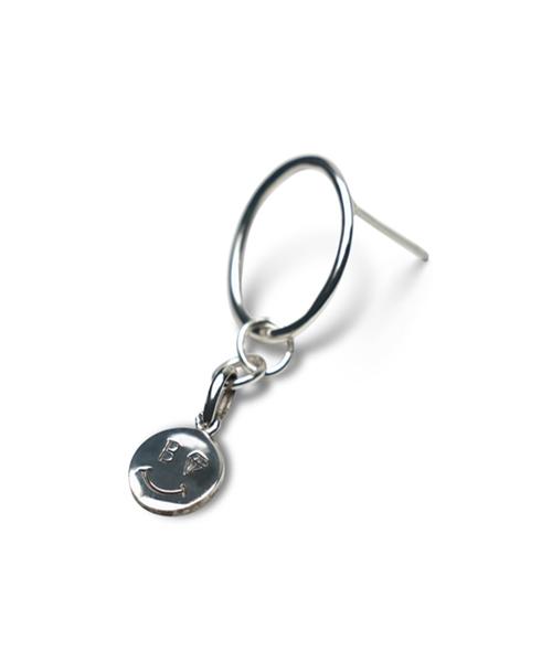 Bonbeau Smile Circle Silver Earrings 925 Silver Drop Smile Circle Silver Earrings