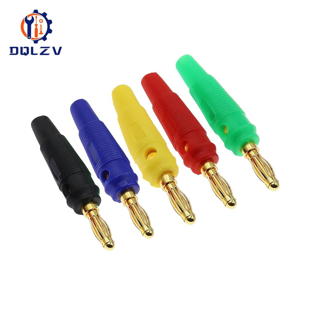 4mm Plugs Gold Plated Musical Speaker Cable Wire Pin Banana Plug Connectors Socket Red Black Blue Green Yellow
