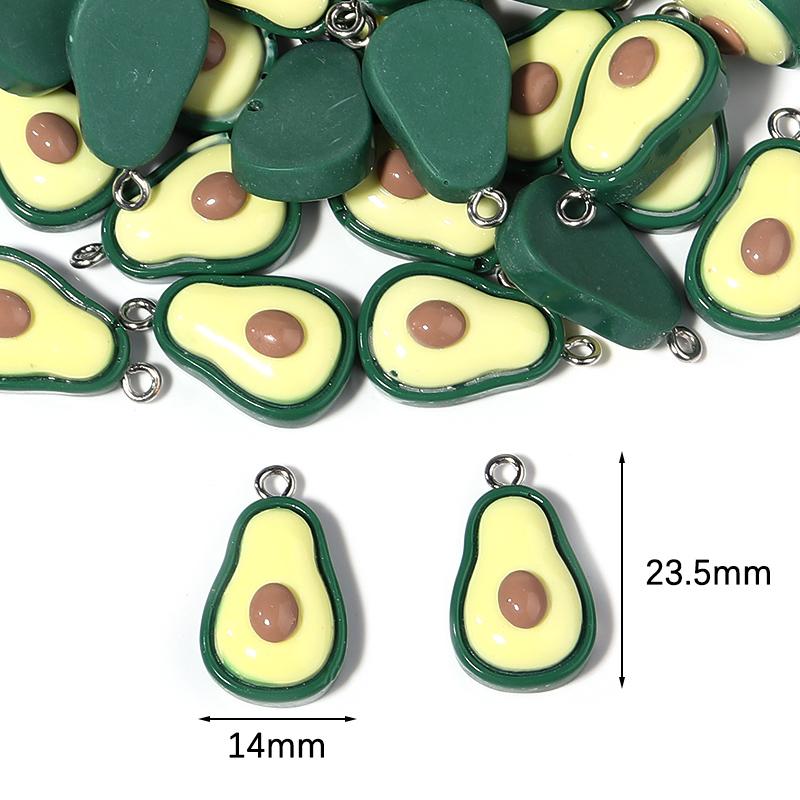 10Pcs Acrylic Pendant Avocado Orange Shaped Mini Pendant For DIY Handmade Earrings Bracelets Making Accessories Wholesale