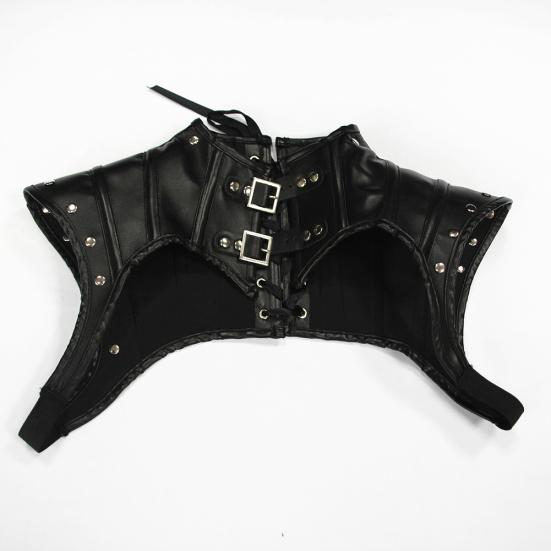 Topuri crop pentru femei, în stil gotic vintage, cu cataramă pentru curele, cu șal punk ajustabil