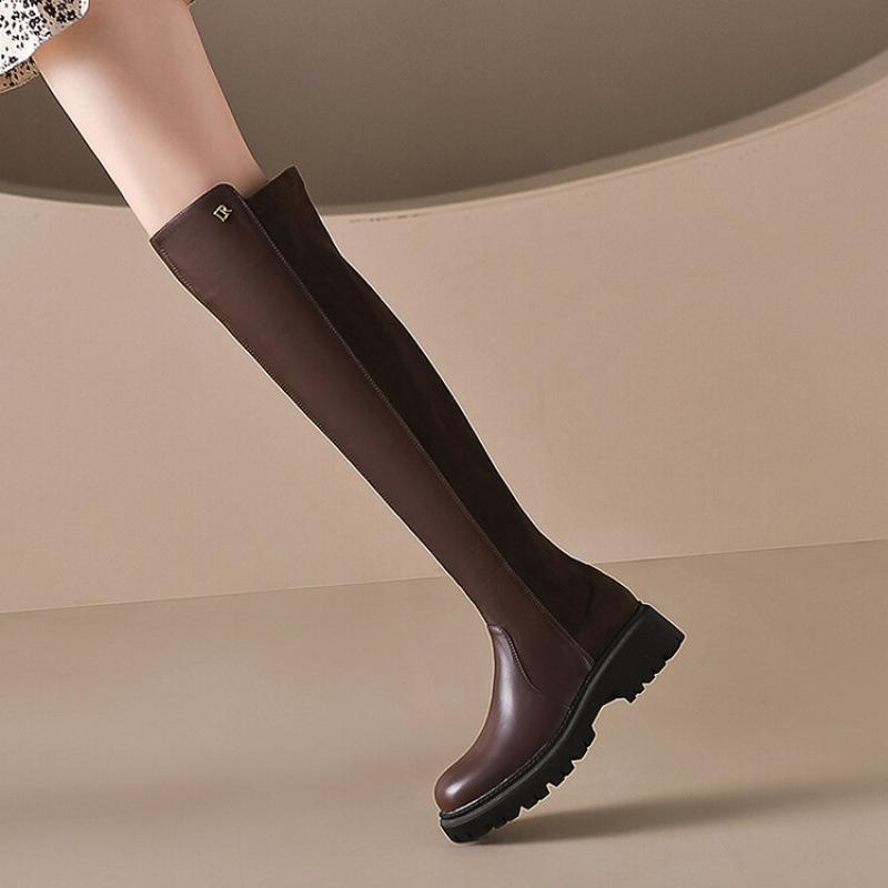 Autumn and winter European and American large-size women's boots thick-soled non-slip medium heel comfortable square heel knee boots women's new wome