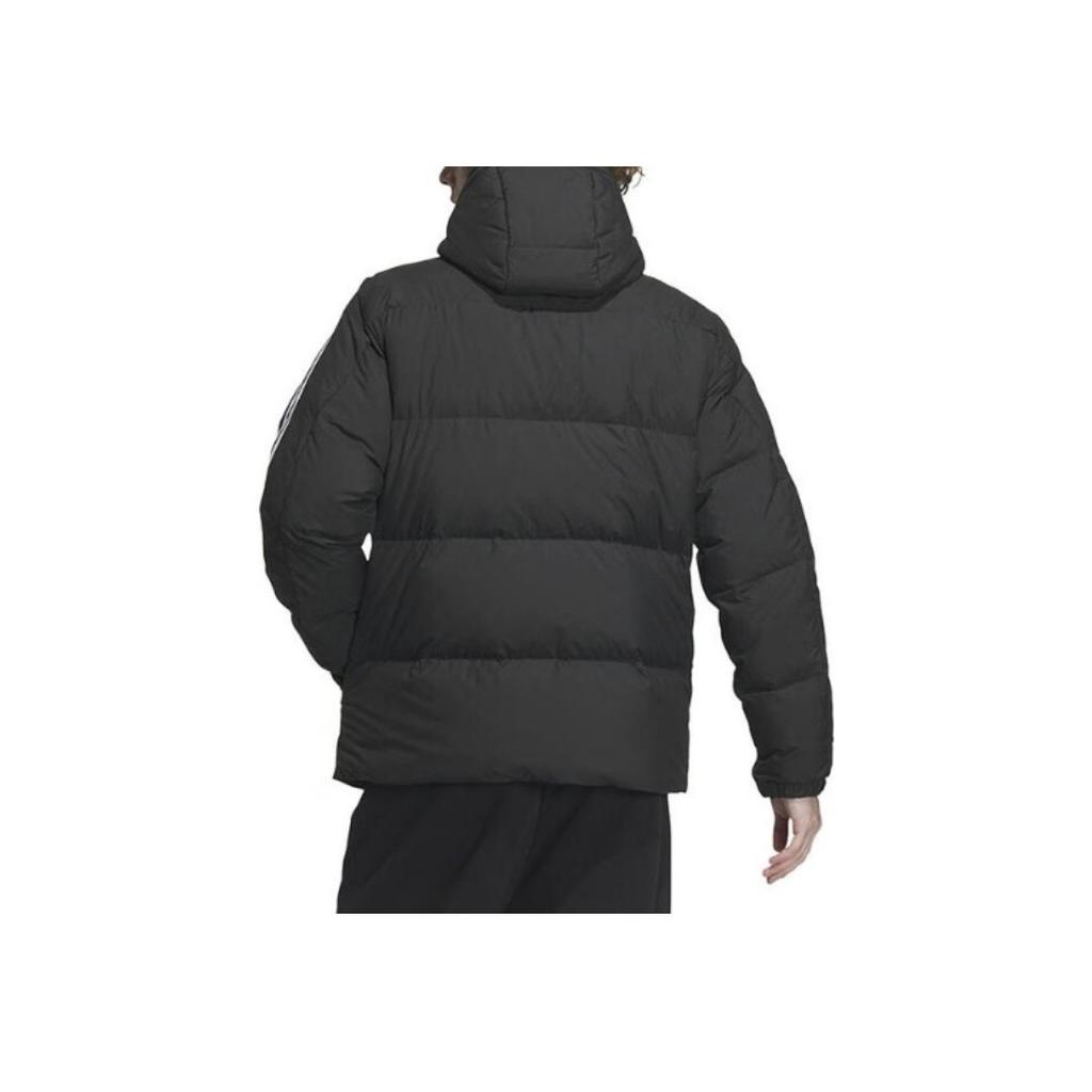 Adidas Puffy Sleeve Stripe Side Warm-Up Hooded Down Jacket Men Outerwear Black IT8732
