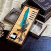 Retro Mechanical Calligraphy Feather Pen and Ink Set Glittering Quill Pen with Antique Dip Pen Metal Calligraphy Set with Ink