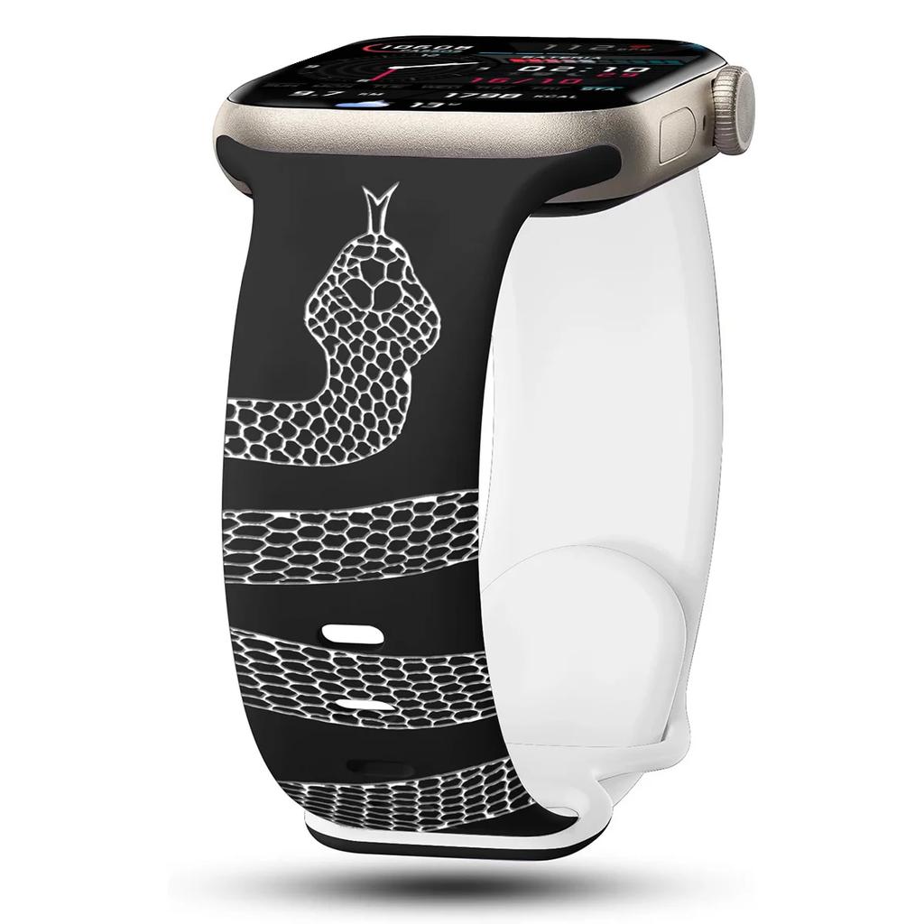 Engraved Snake Silicone Starp for Apple Watch 42mm 46mm 49mm 41mm 45mm 40mm 38mm for Watch Series 10 9 8 7 6 5 SE Sport Band