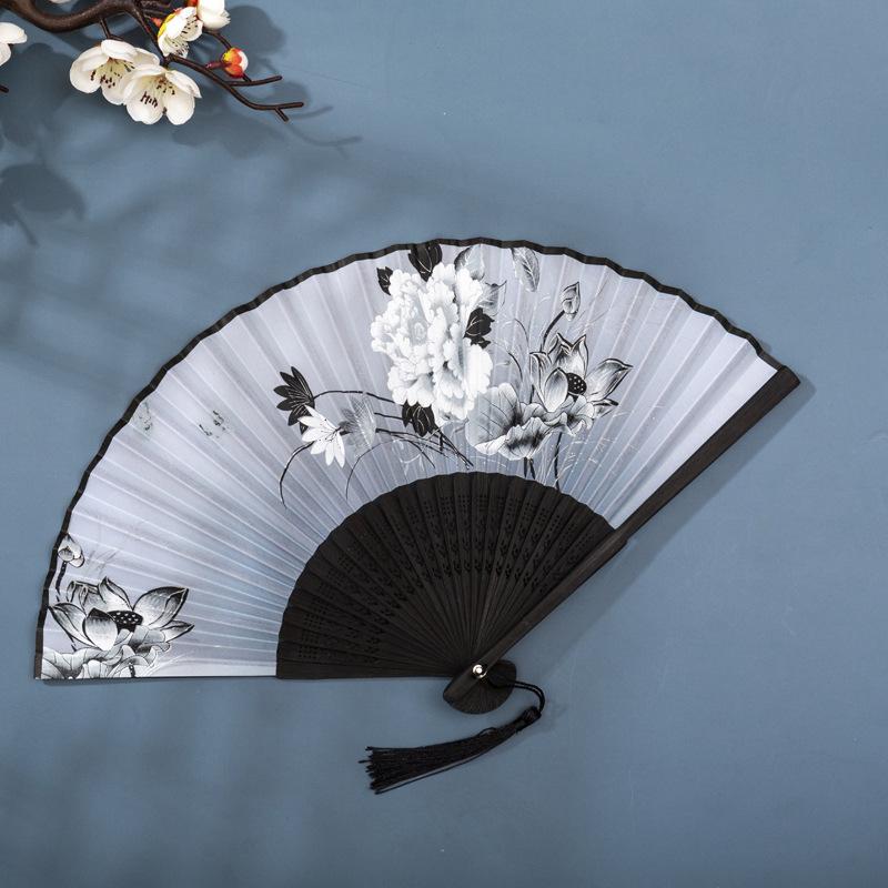 Classical Chinese Dance Fan - Handmade Bamboo Folding Fan for Wall Decor, Performance Costume & Partition Screen
