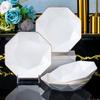 Jushang Gold-Rimmed White Diamond Irregular Tableware Set