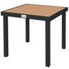 78 Cm Garden Dining Table for 4 People, Square Outdoor Coffee End Side Table with Aluminium Legs, Natural Wood Finish