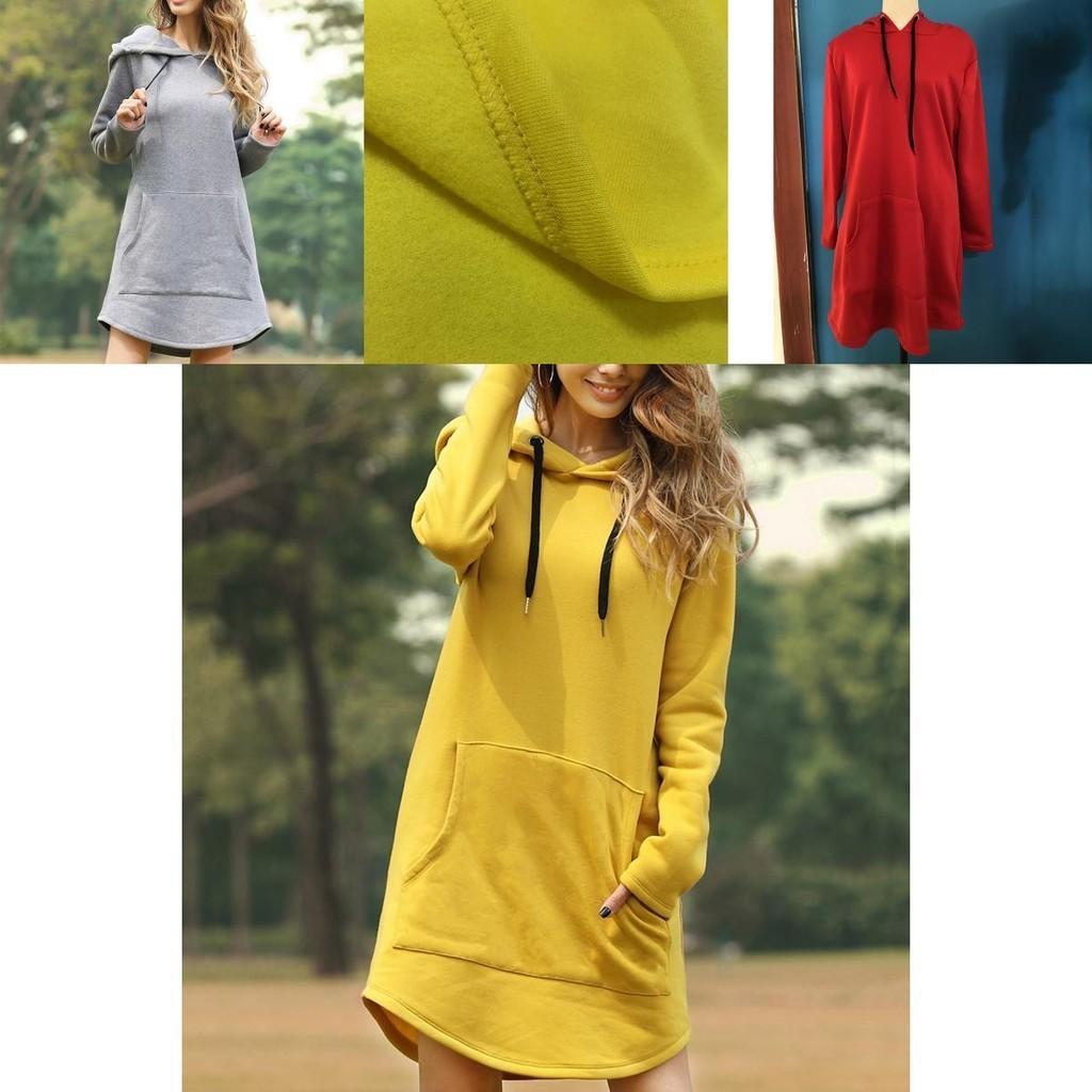 Cozy Womens Winter Long Sleeve Tunic Tops Pullover Hoodie Dress In Six Colors