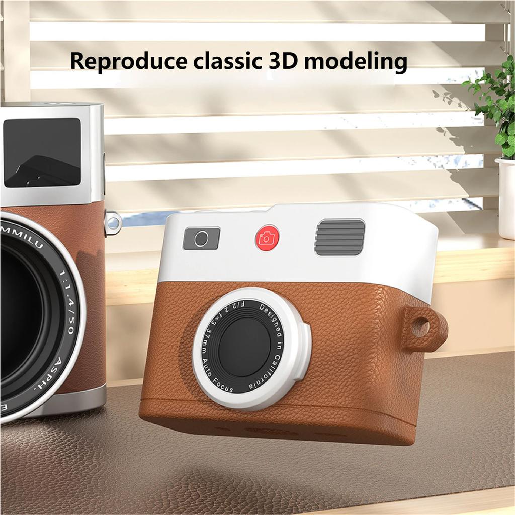 Retro Camera Protective Case for 4/3/Pro3 Wireless Earbuds Shell with Liquid Silicone AntiDrop Protections for Home
