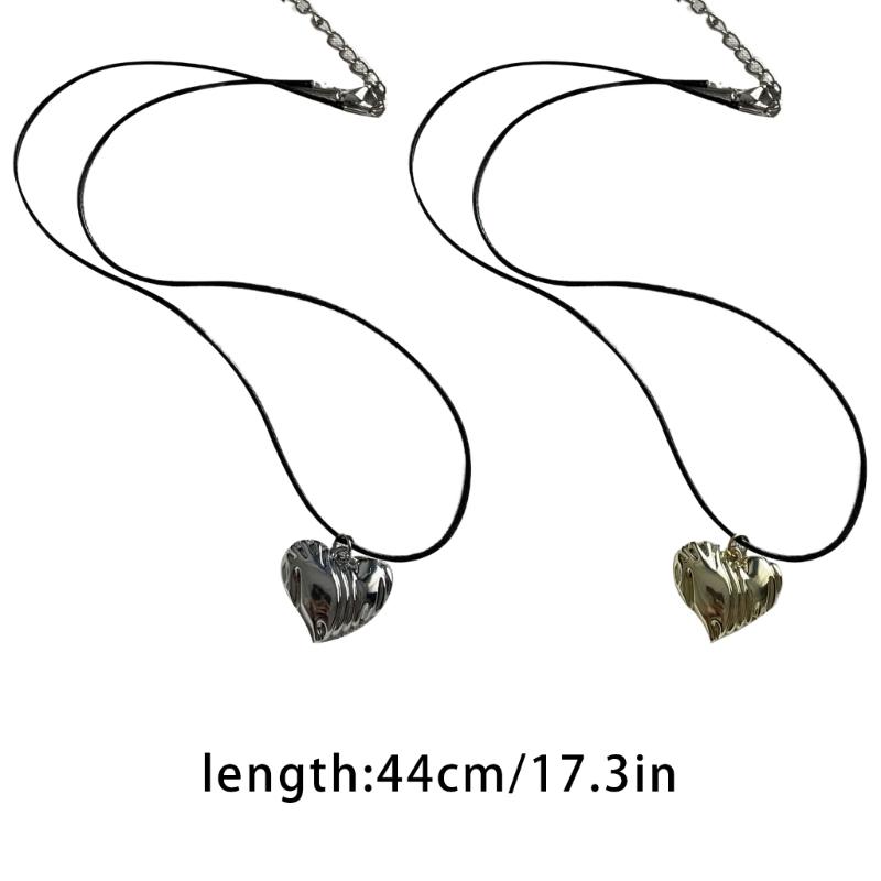 Fashion Love Heart Pendant Necklace Black Leathers Rope Choker Neck Chain Elegant Clavicle Chain Necklace Party Jewelry