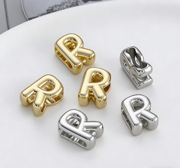 

1pc Alphabet Bead Polished Design Mini 3D Bubble 26 Letter Charm for DIY Necklace Bracelet Jewelry Making Silver