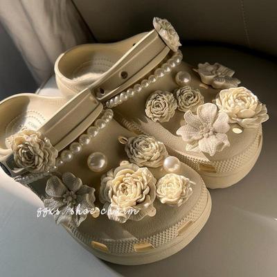 Juego de 16 Piezas de Adornos de Moda para Zapatos Accesorios Hebilla para Zapatos con Agujeros Ramo de Flores Cadena de Perlas DIY Decoraciones 3D para Zapatos