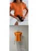 Women's Short Sleeve Pleated Round Neck Top