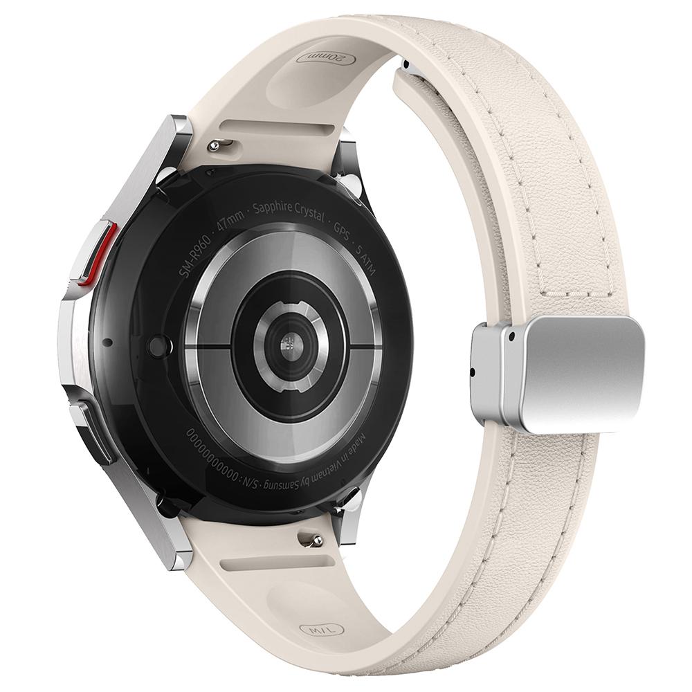 For Samsung Watch FE 40mm/Watch4 Classic Active/Watch 5/Watch6 Classic Magnetic Buckle Leather+Silicone Strap