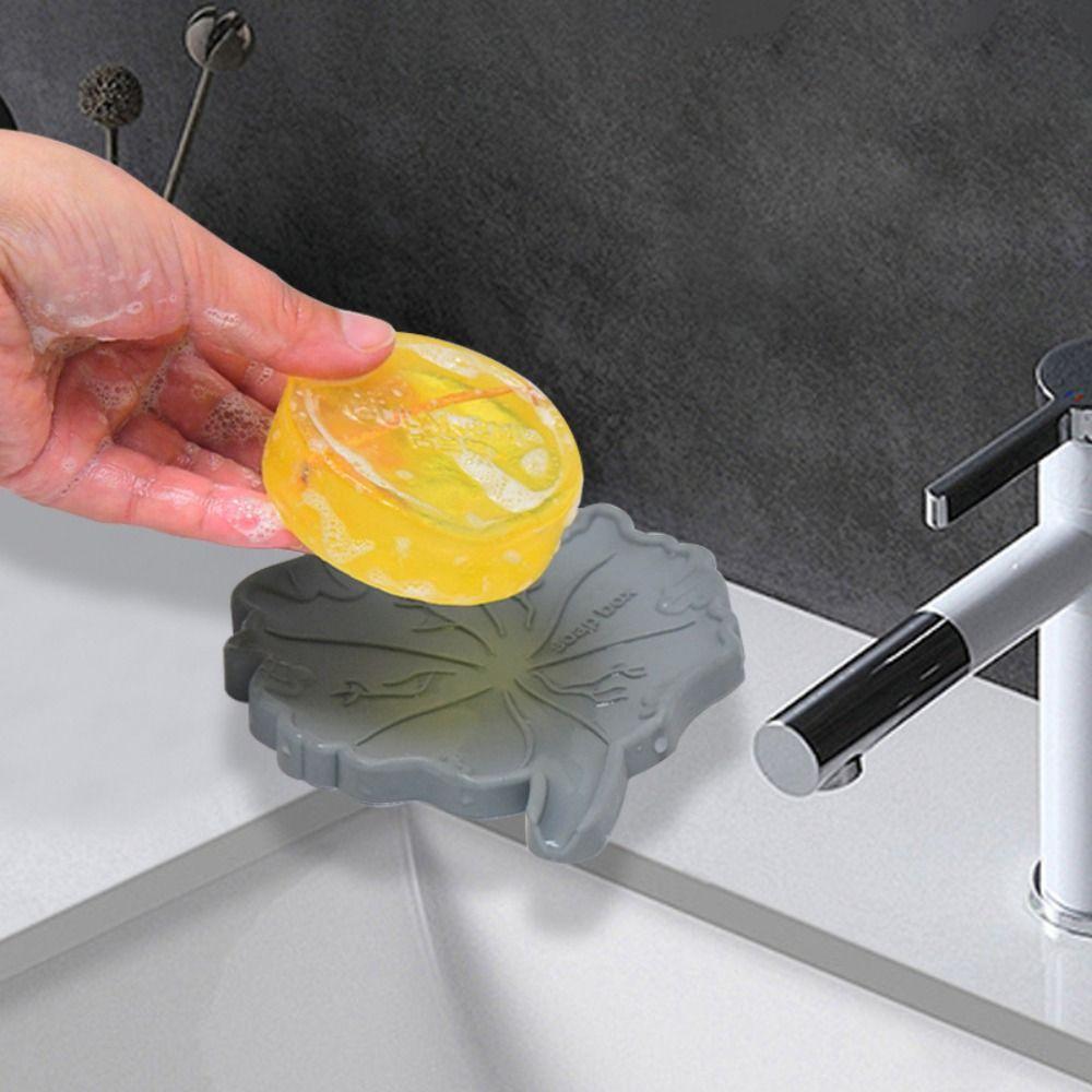 

Lotus Soap Dish Tray Silicone Soap Drain Rack Reusable Soap Holder Kitchen Bathroom