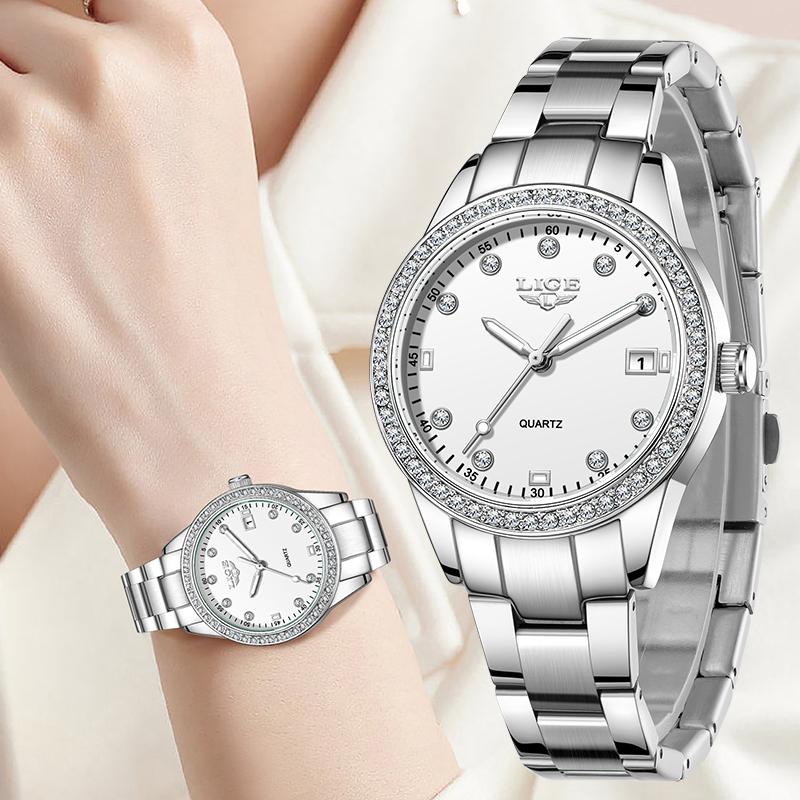 LIGE Women's Wristwatch Brand TOP Luxury Luminous Clock Ladies Waterproof Quartz Casual Fashion Watch Women Reloj De Mujer