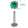 ASTM F136 Titanium PIERC Ear Lip Studs with circular CZ Top Labret Nose Stud Threaded Earrings Multi size Body Piercing Jewelry