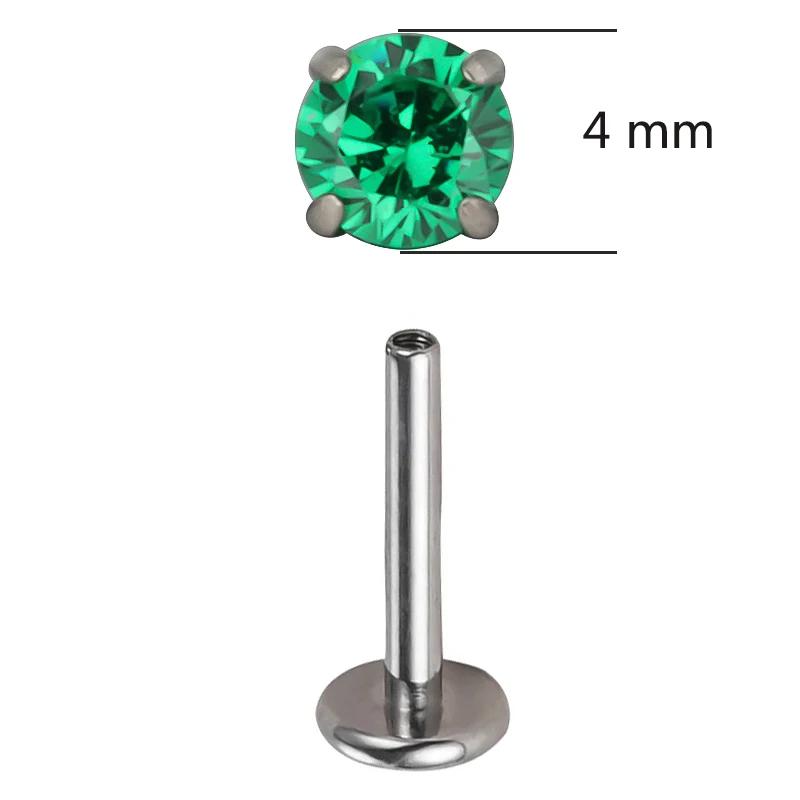 ASTM F136 Titanium PIERC Ear Lip Studs with circular CZ Top Labret Nose Stud Threaded Earrings Multi size Body Piercing Jewelry