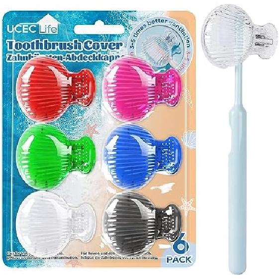 UCEC Travel Toothbrush Head Covers, Toothbrush Cover Caps Case, Tooth Brush Head Case Plastic Clip, for Household Travel, Fits Electronic and Manual Style 1