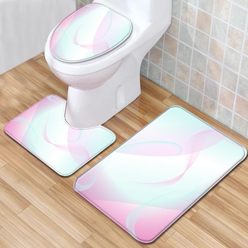 Colorful Gradual Change Toilet Floor Mat Three-Piece Bathroom 3-Piece Carpet Door Mat