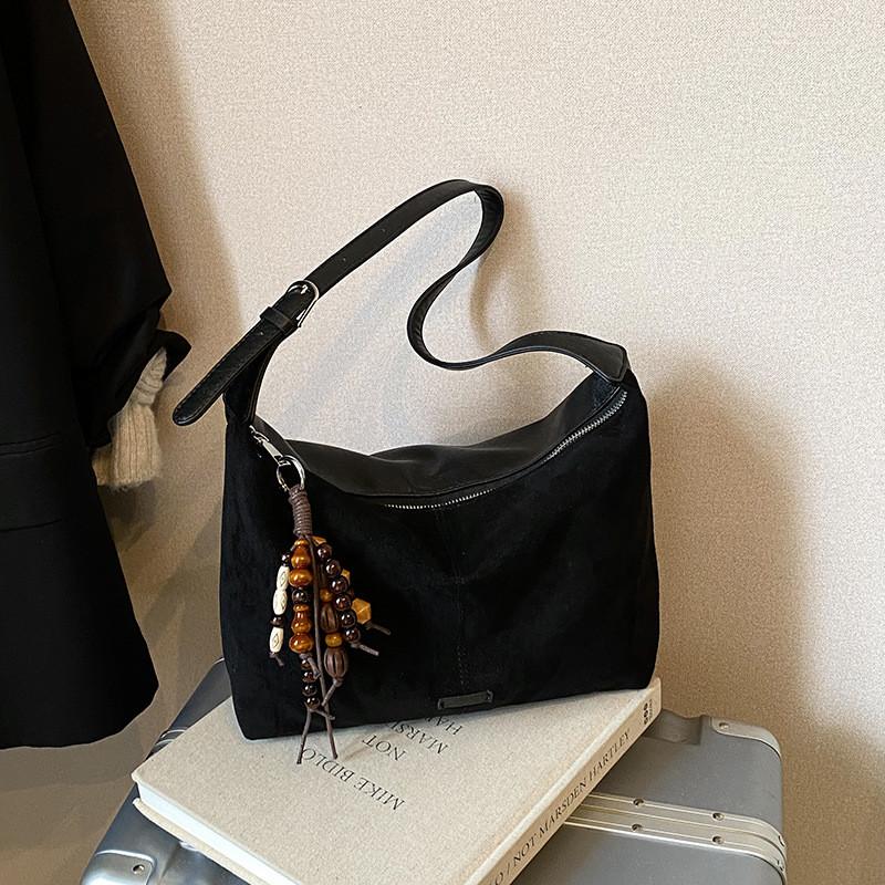 IELGY Ladies Messenger Bag Loose Feel Underarm Lunch Box Bag Retro Suede Stitching Leopard Print Dumpling Bag No Pendant