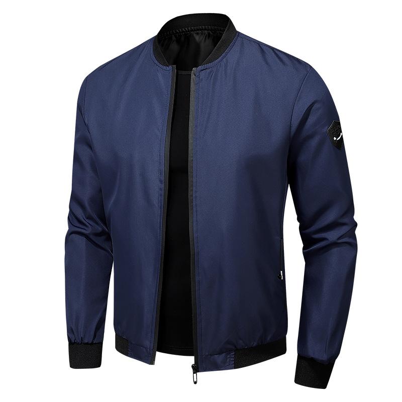 Spring Summer Bomber Jacket Men Fashion Solid Color Regular Fit Casual Men Coats Business Stand Collar Daily Men Clothing