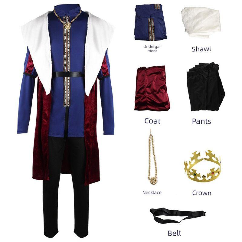 Palace King and Queen Cosplay Costumes Royal Retro Couple Outfits Christmas King and Queen Cosplay Costumes King s Complete Set XL