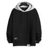 Men S Japanese Style Fake Two Piece Hooded Sweatshirt Loose Fit Casual Top