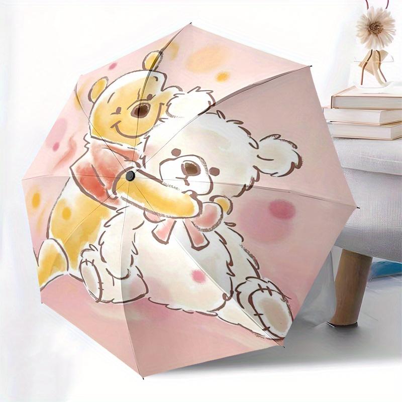 Winnie the Pooh, Tigger Automatic Opening and Closing Umbrella - 8 Ribs Portable Folding Umbrella with Plastic Handle, Suitable for Leisure
