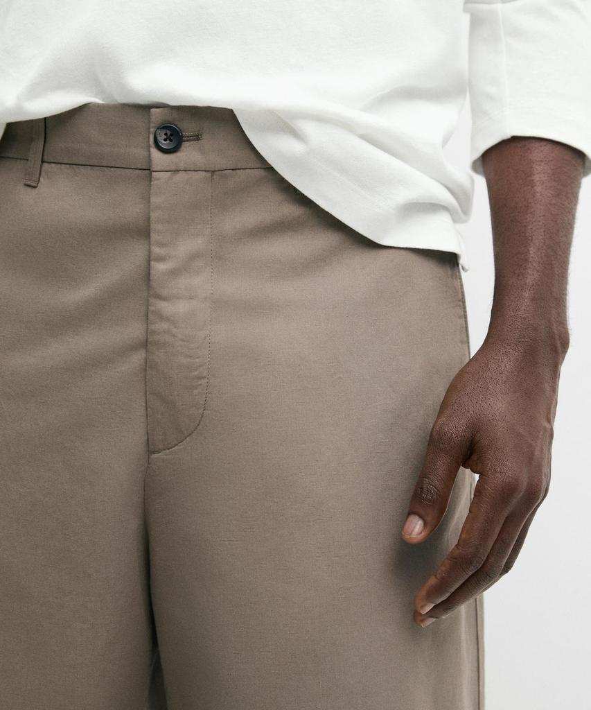 Masimodutti Cotton Linen Poplin Barrel Fit Pants