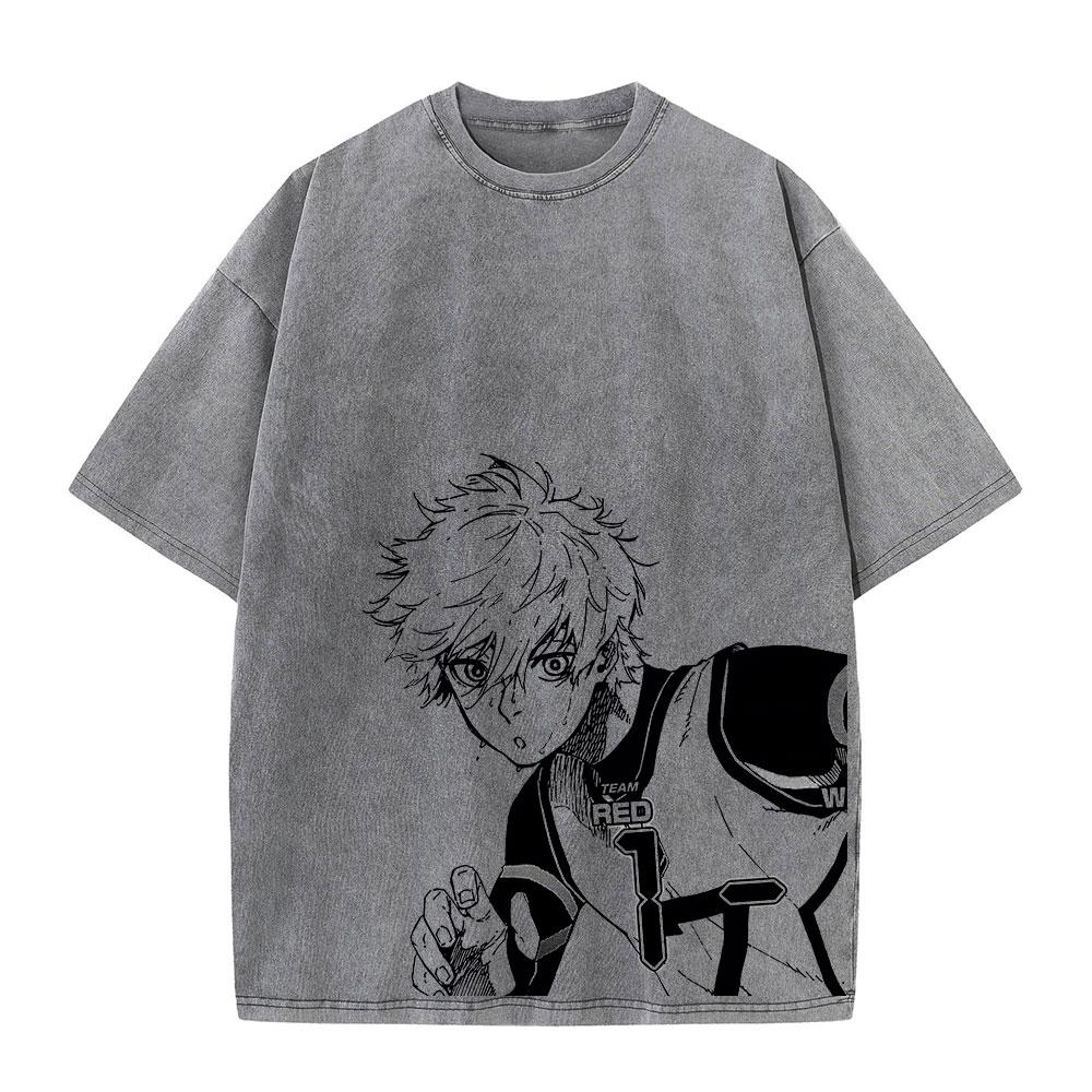 

Аниме Blue Lock Футболки с принтом Мужские Футболка с винтажной стиркой Харадзюку Оверсайз Хлопковая футболка Хлопковая Мода Уличная одежда Топ XL