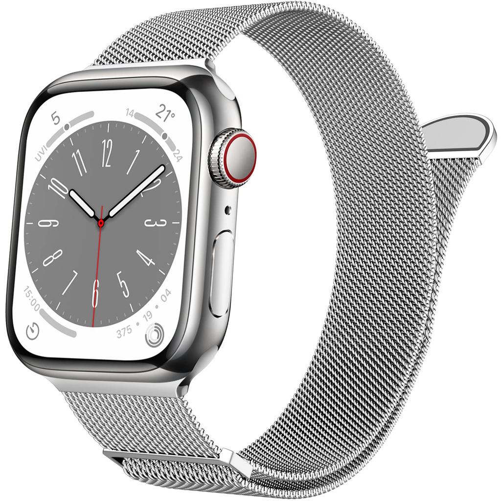 Magnetic Strap for Apple Watch Series 10 9 8 7 SE 6 5 4 3 2 1 42mm 41mm 40mm 38mm Milanese Silver Smart Watch Band