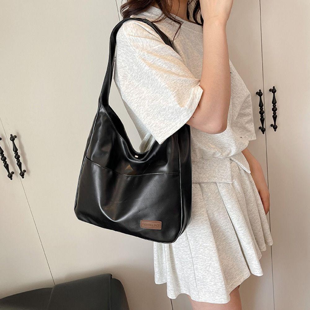 PU Leather Minimalist Tote Bag Large Capacity Ladies Handbags Leisure Single Shoulder Bag  Women