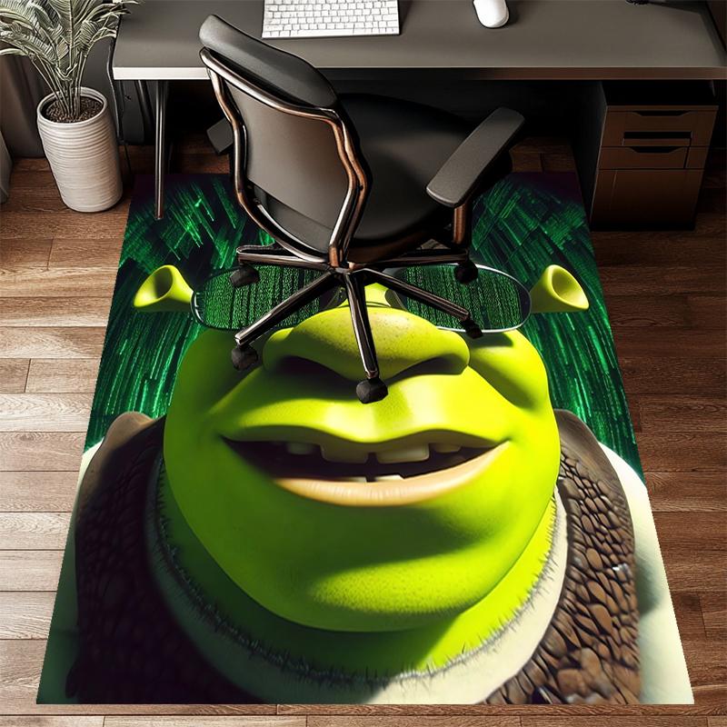 Shrek Polyester Teppich, Weiche Indoor Matte für Bürostuhl, Wohnzimmer, Schreibtisch - Dekoratives Home Office Teppich Design