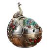 Home Office Ashtray with Covered Opening and Metal Body, Enclosed Bowl Design for Desk Balcony and Patio Use Daily